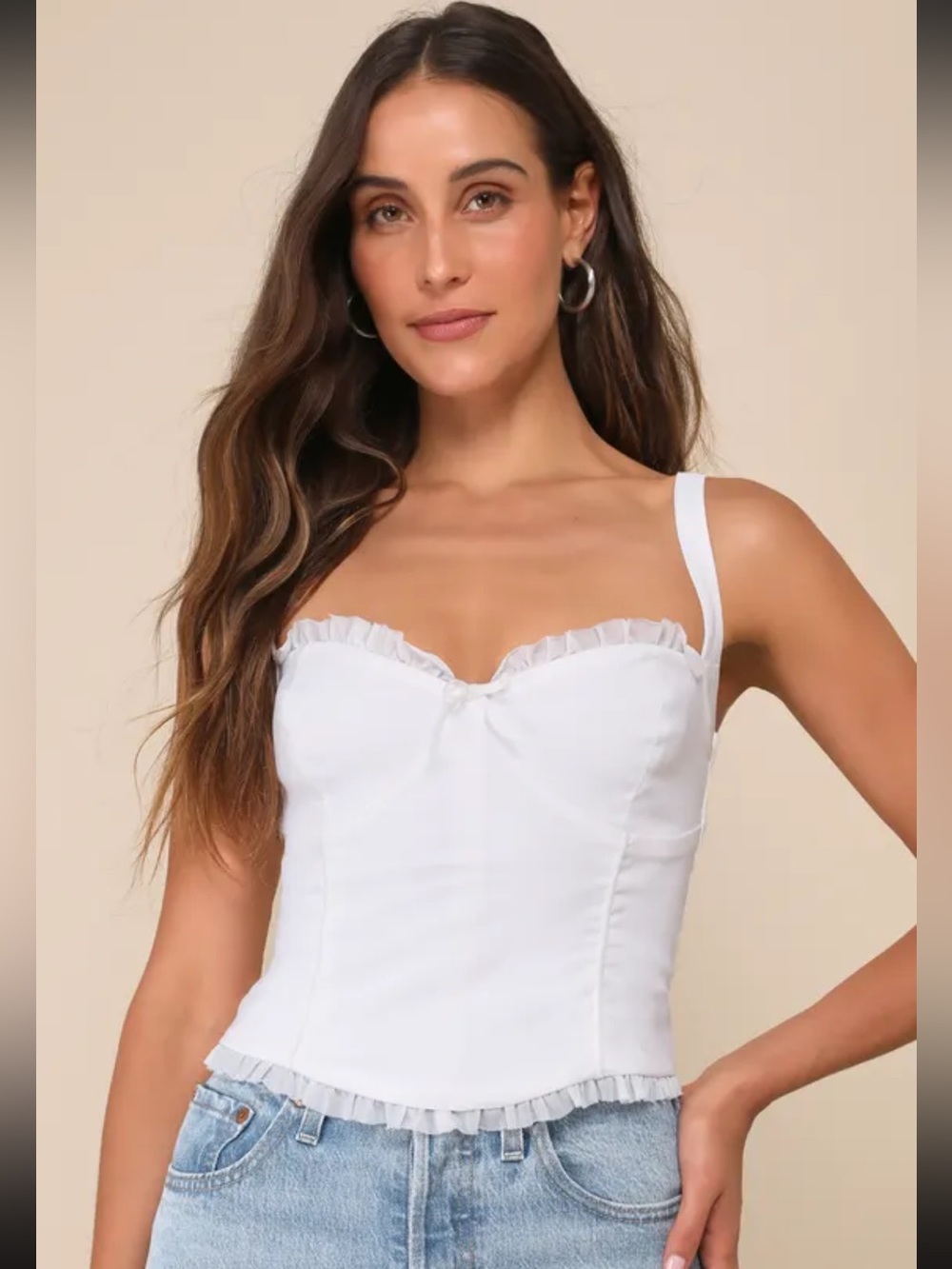 Lulu's Cream Bustier Crop Tank Top